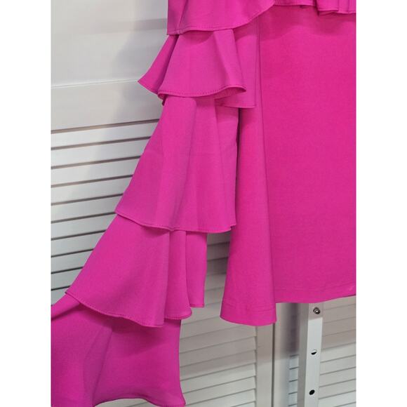 Joseph Ribkoff Cold Shoulder Top Style 212240US Size 10 Fuchsia Pink Long Sleeve - Picture 3 of 5